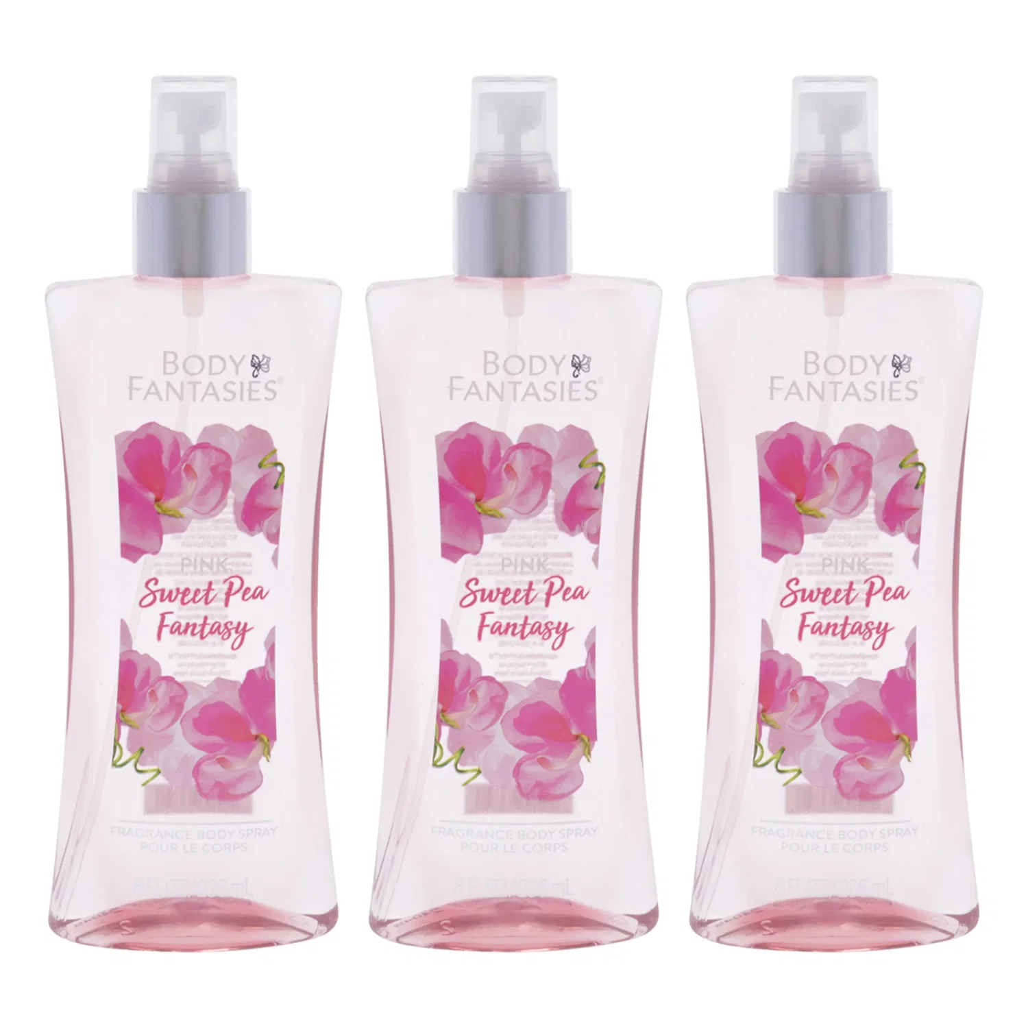 Спрей для тела Pink Sweet Pea Fantasy от Body Fantasies для женщин - 237 мл - упаковка из 3 штук