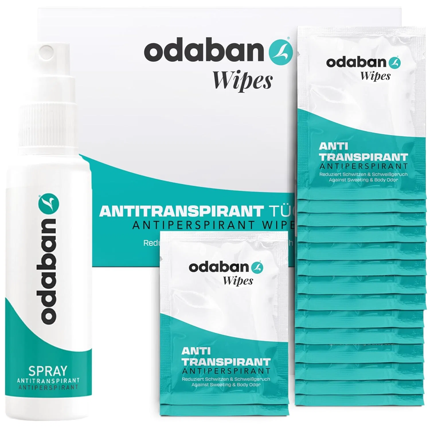 Набор Odaban: антиперспирант-спрей и салфетки Odaban Antiperpspirant
