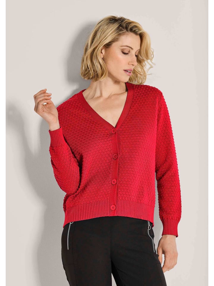 

MADELEINE Элегантный красный кардиган с V-образным вырезом