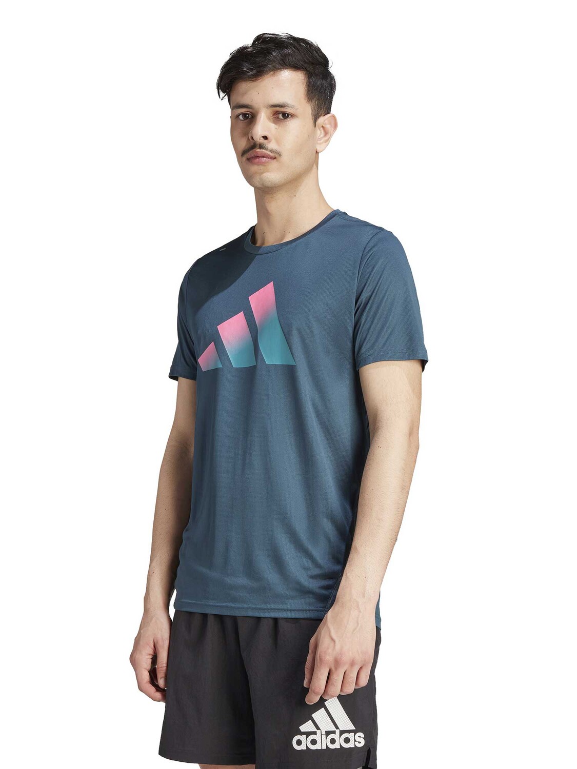 

Футболка Adidas Performance Run Icons 3 Bar Logo, синий