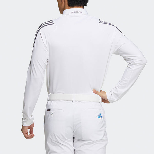 Футболка logo stripe long sleeves slim fit polo shirt white Adidas, мультиколор — фото 3
