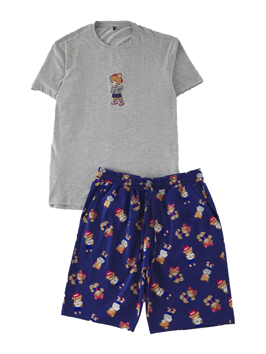

Короткая пижама Trendyol, цвет Navy/mottled grey
