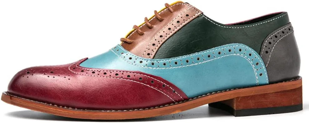 

Мужские оксфорды Santimon с перфорацией Вингтип, кожаные туфли на шнуровке, антикварный коричневый и синий, итальянские формальные дерби и лоферы