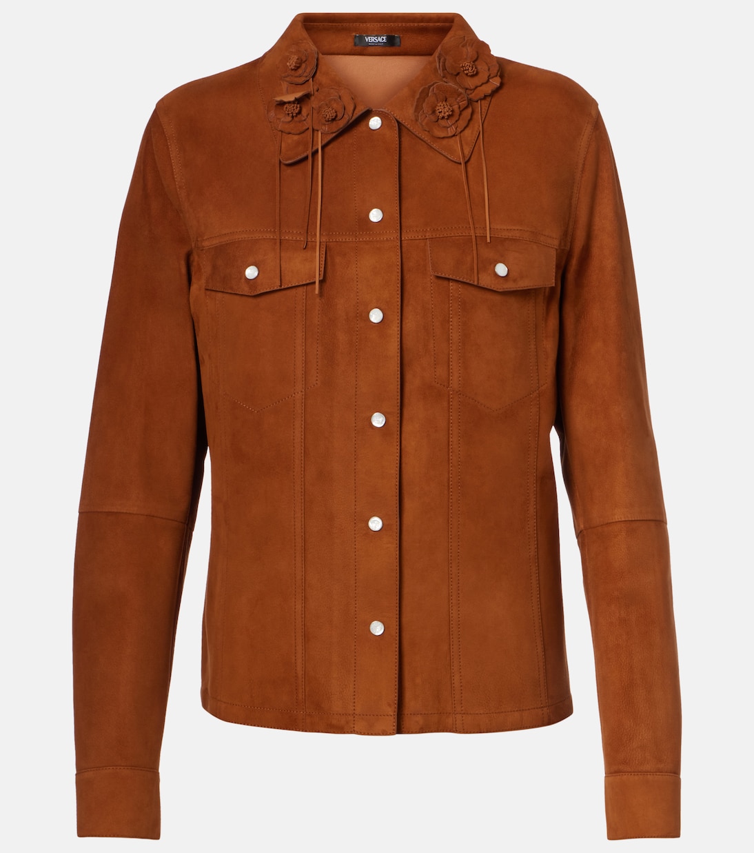 

Замшевая куртка с цветочной аппликацией Versace, Tobacco