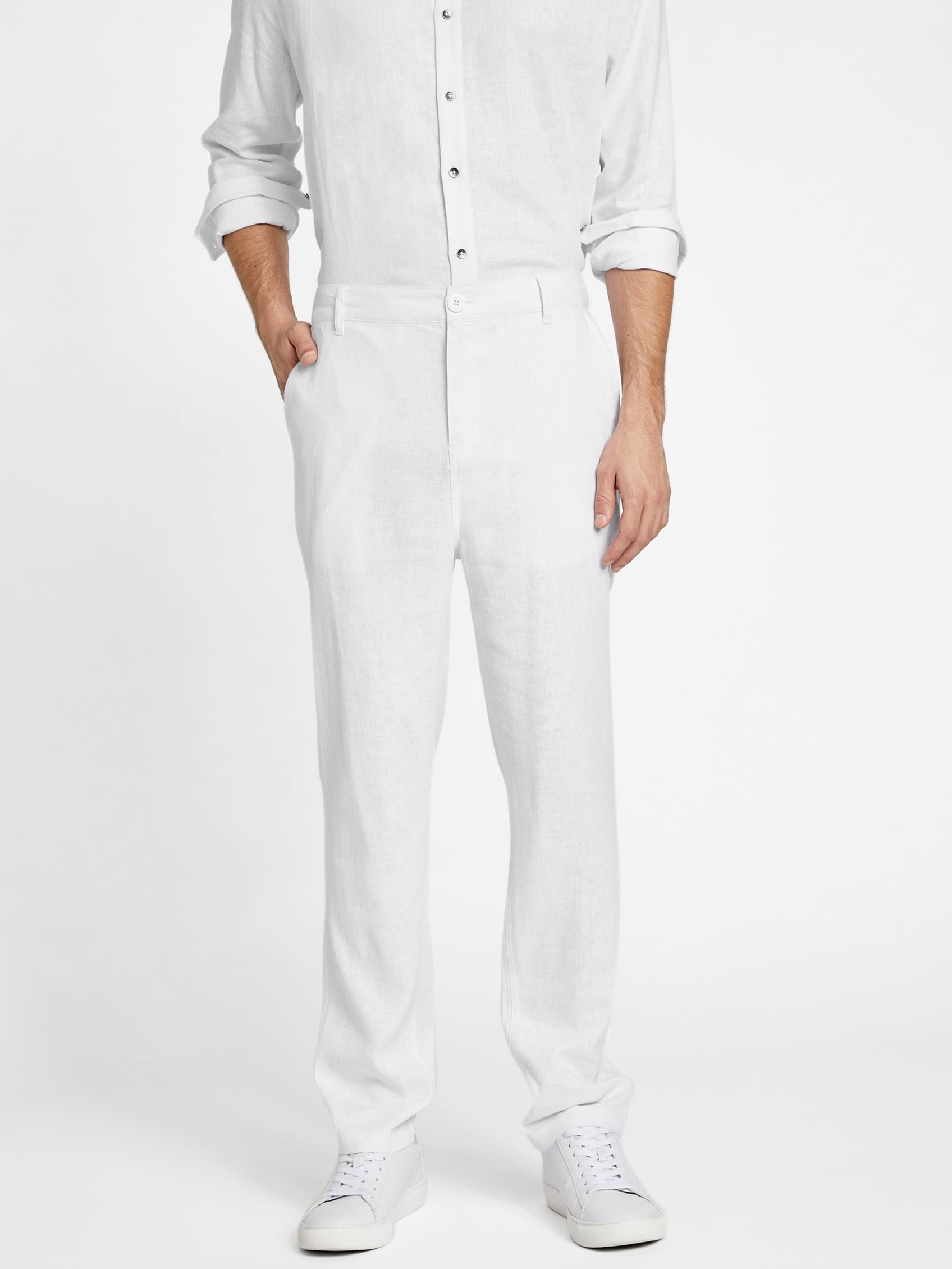 

Льняные брюки Eco Rome Guess Factory, цвет pure white