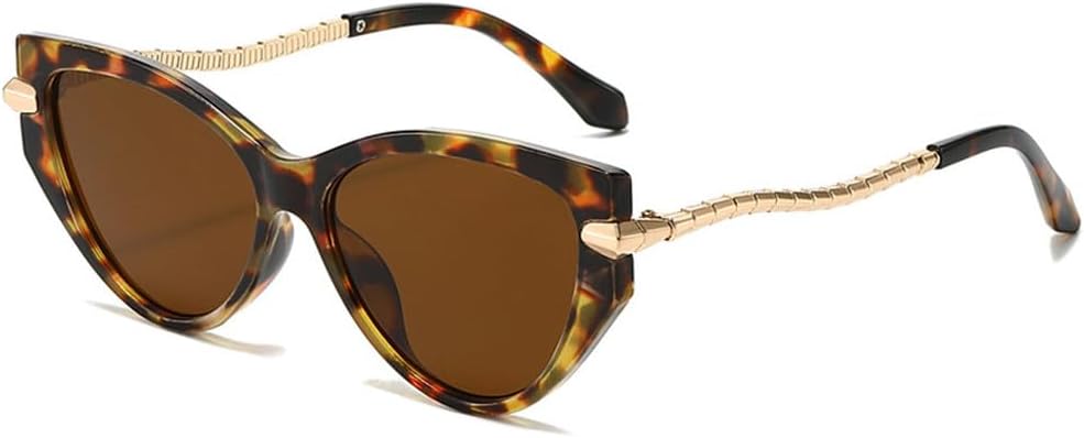 

Классические солнцезащитные очки «кошачий глаз» для женщин и мужчин, винтажные солнцезащитные очки в металлической оправе, ретро-стиль, модные очки с защитой от УФ-излучения UV400 TKKTLLT, Leopard Brown