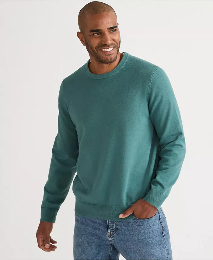 

Мужской тонкий хлопковый свитер с круглым вырезом Lands' End, зеленый