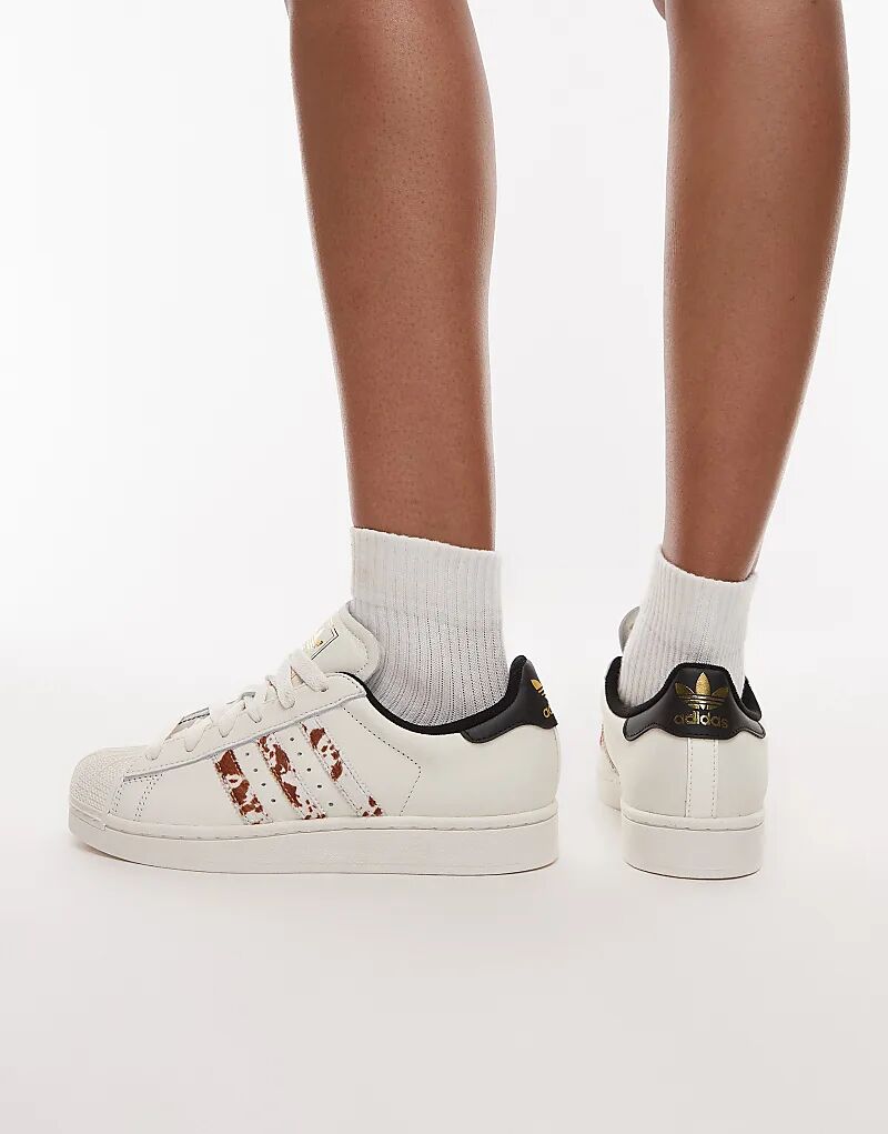 Кроссовки adidas Originals Superstar II белого цвета с анималистичным принтом — фото 3