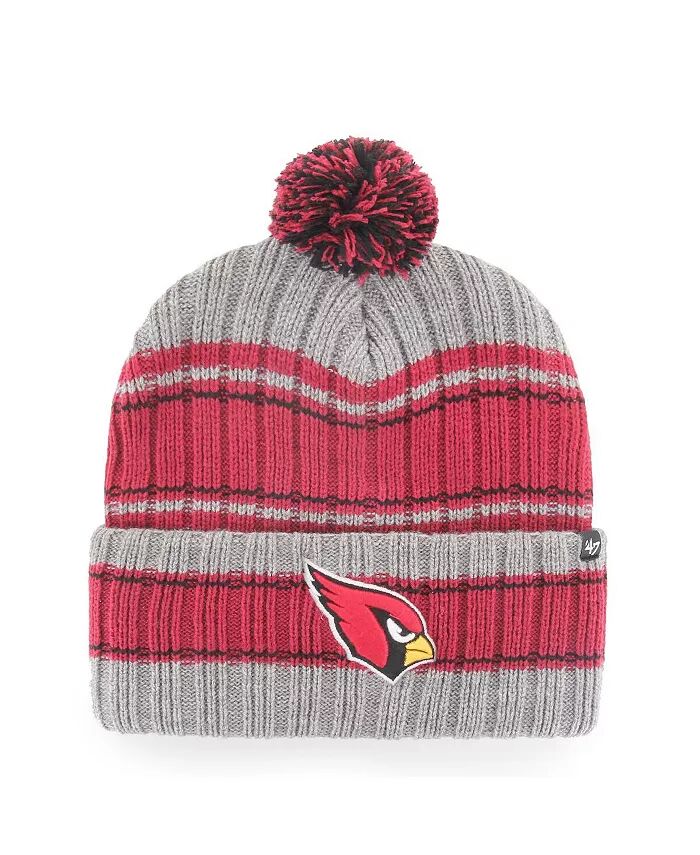 

Мужская графитовая вязаная шапка Arizona Cardinals Rexford с манжетами и помпоном '47 Brand, серый