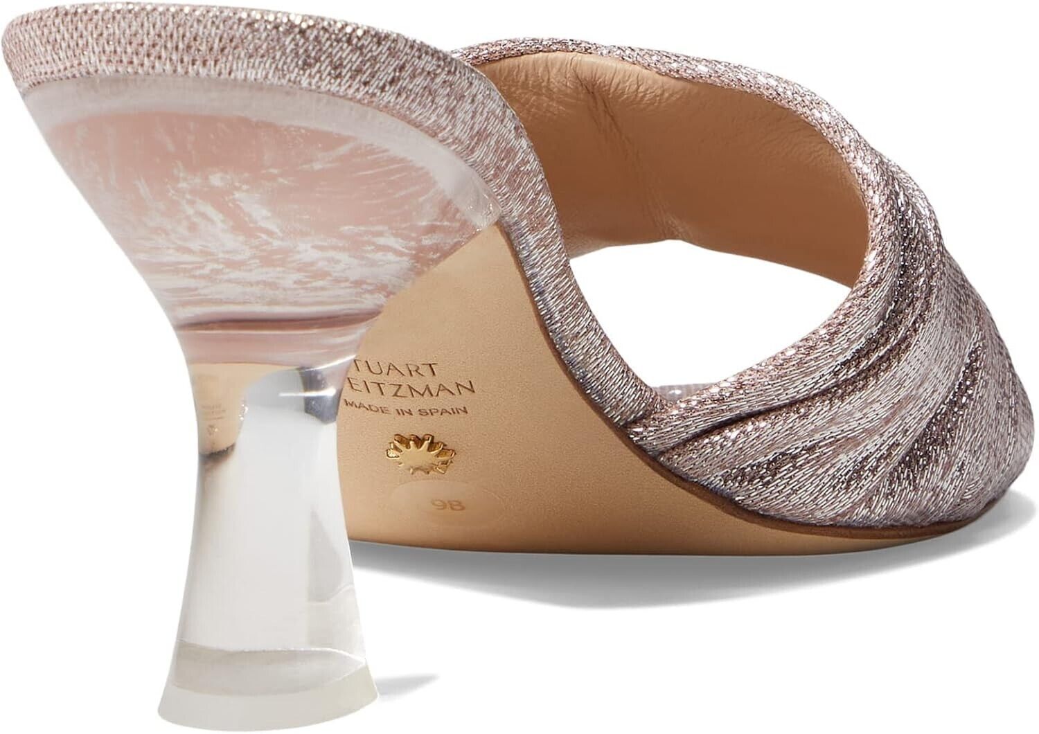 Сандалии Stuart Weitzman Ruche 75 Женские 8.5 Poudre Квадратный носок Каблук-катушка KHD859, розовый — фото 4