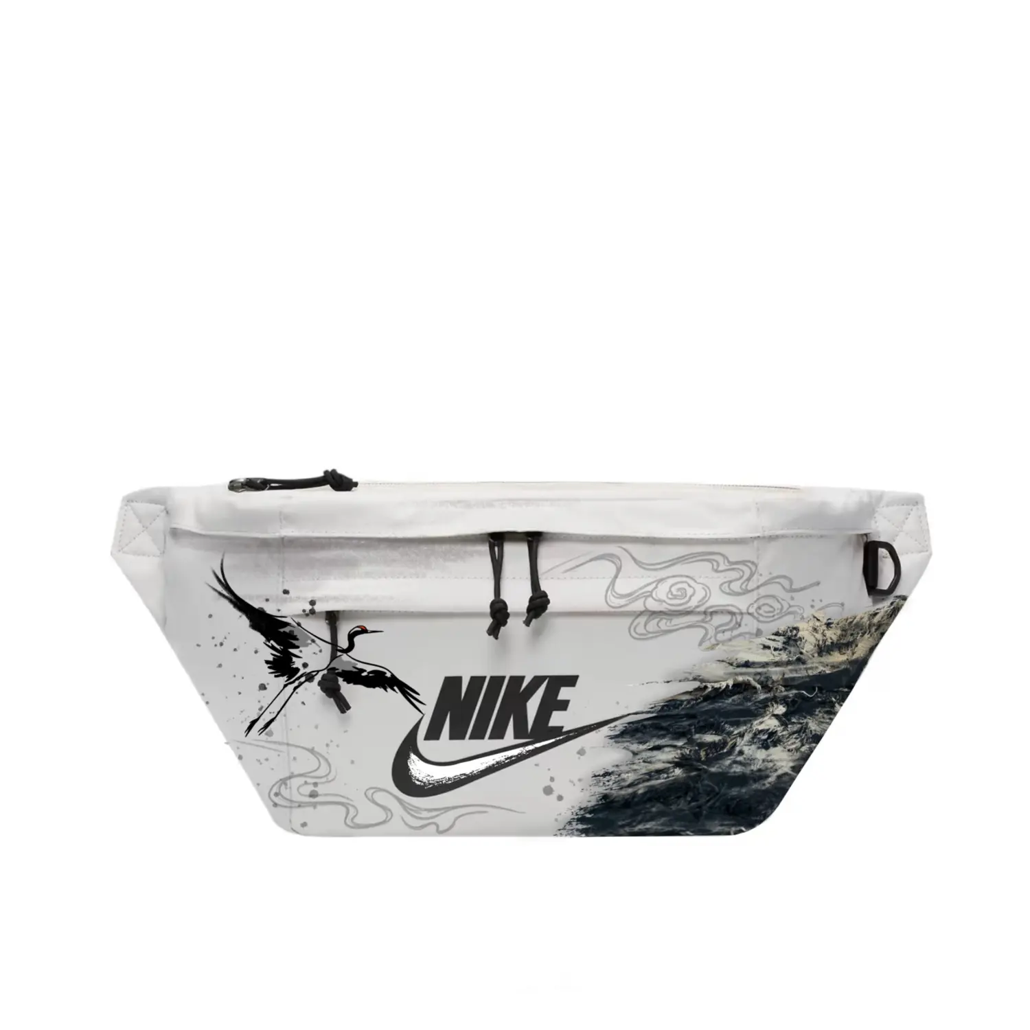 

Nike Унисекс белый поясная сумка с принтом гор и морей, White