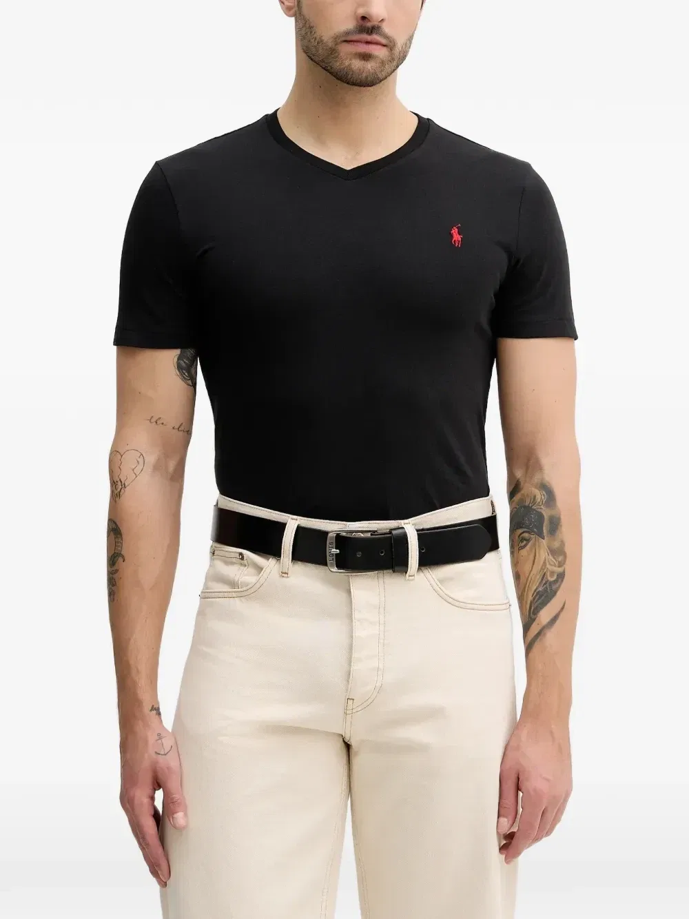 Футболка с V-образным вырезом и логотипом POLO RALPH LAUREN, черный