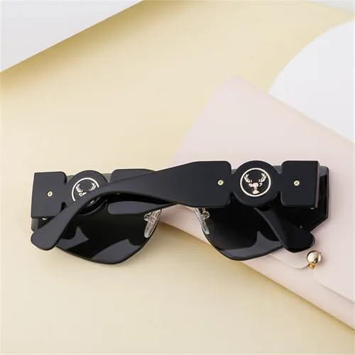 

Панковские солнцезащитные очки без оправы для женщин и мужчин, винтажные очки без оправы, защита от УФ-излучения UV400, C7 красный, один размер MTZJH, One Color