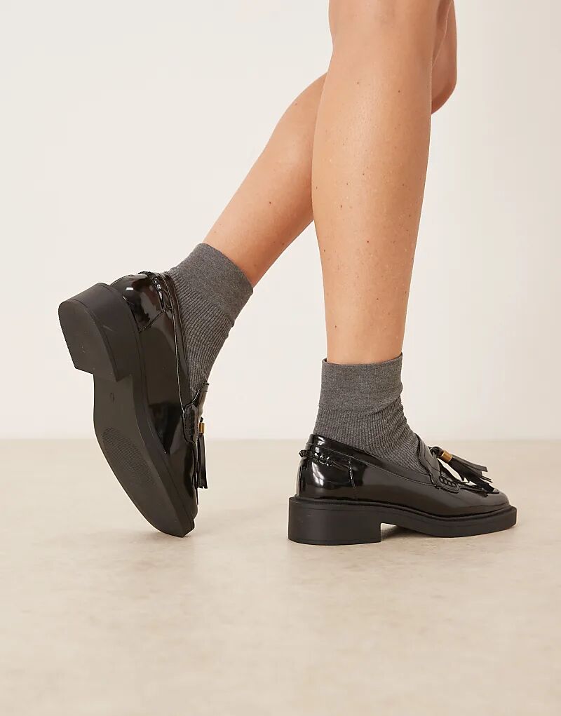 Черные мокасины ASOS DESIGN Matrix с квадратным носком и кисточками — фото 3