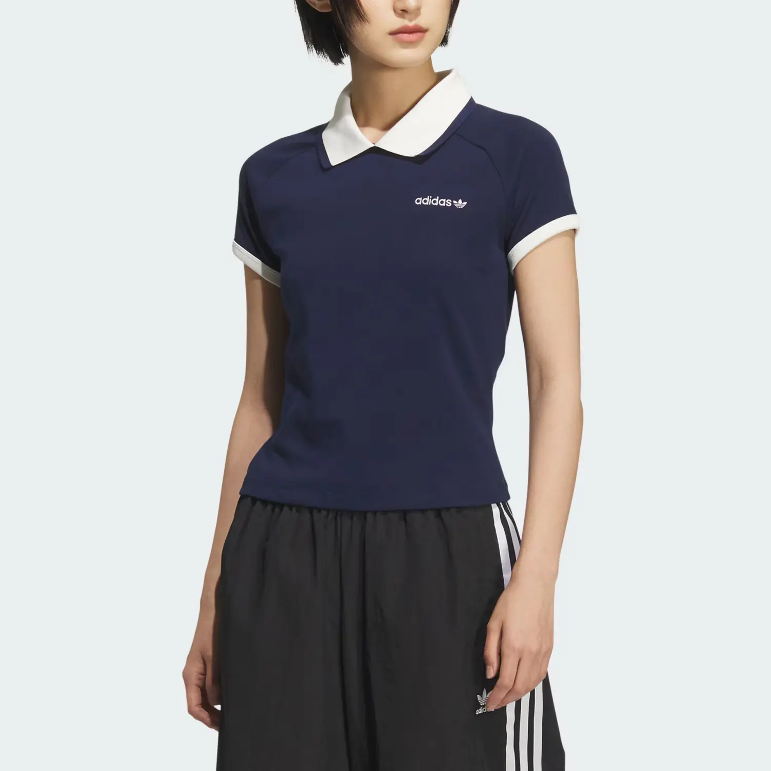 SS25 Футболка поло женская Adidas Originals, темный индиго — фото 3
