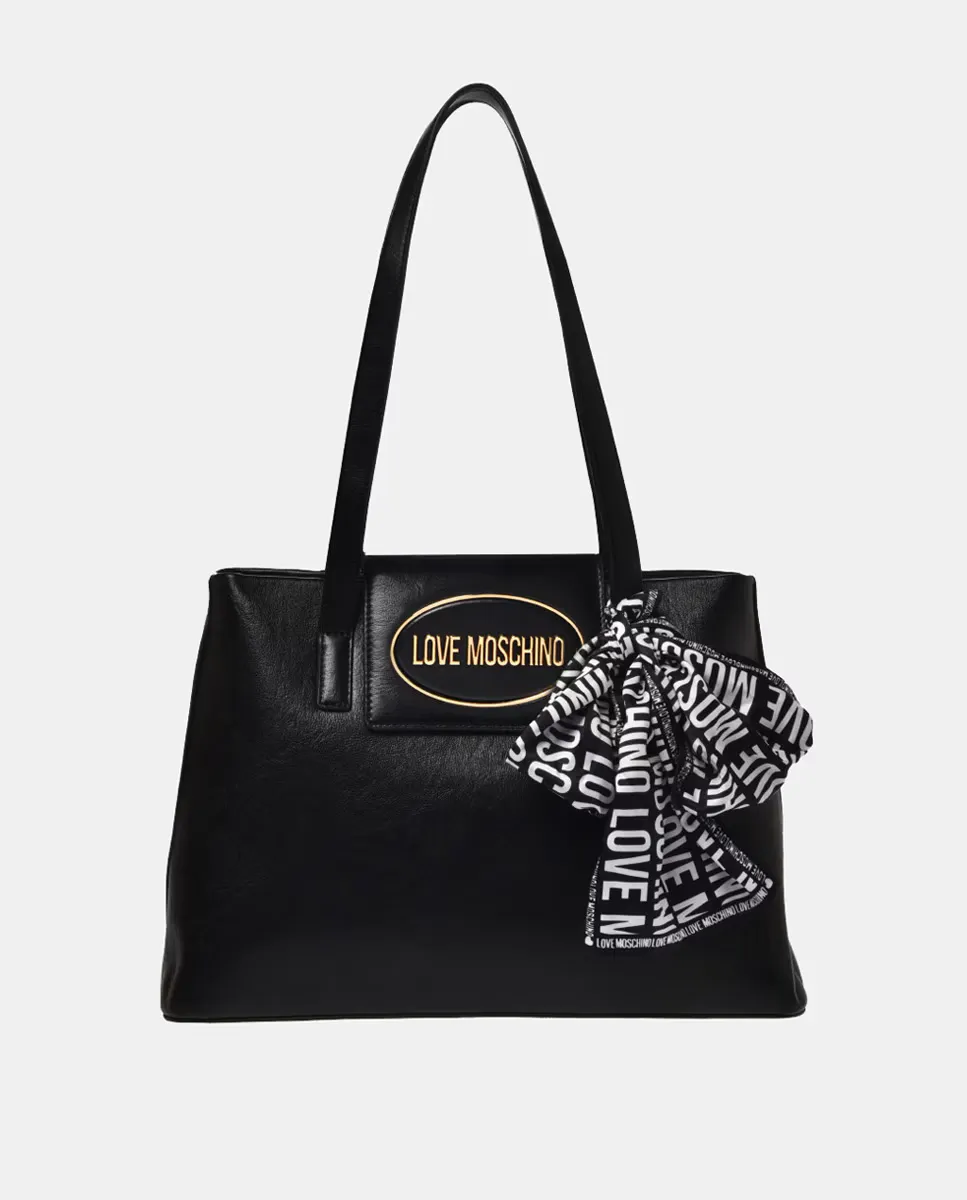 

Черная сумка через плечо с шарфом и молнией Love Moschino, Черный, Черная сумка через плечо с шарфом и молнией Love Moschino