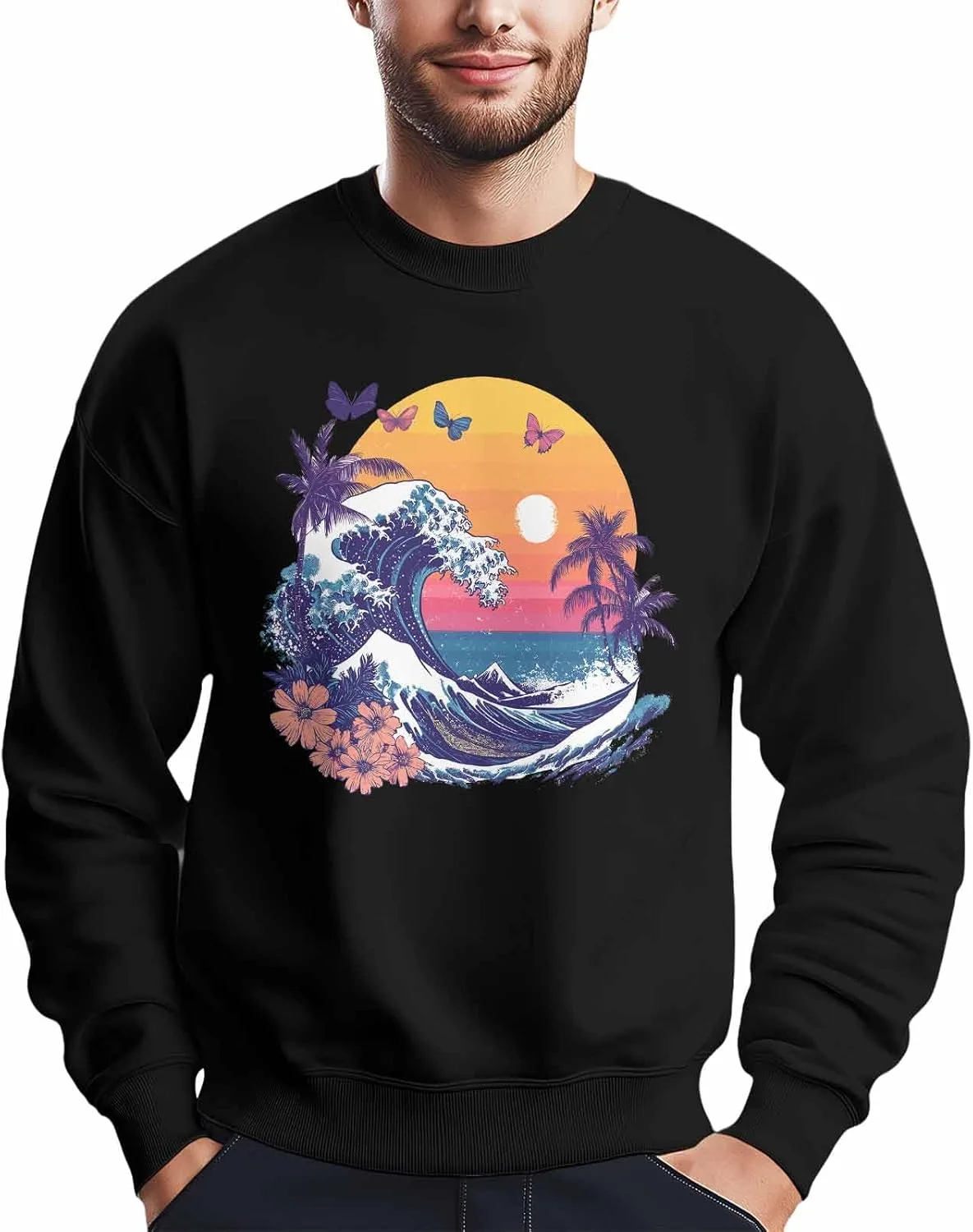 

Мужской свитшот Vintage с принтом Ocean Waves Winvebermior