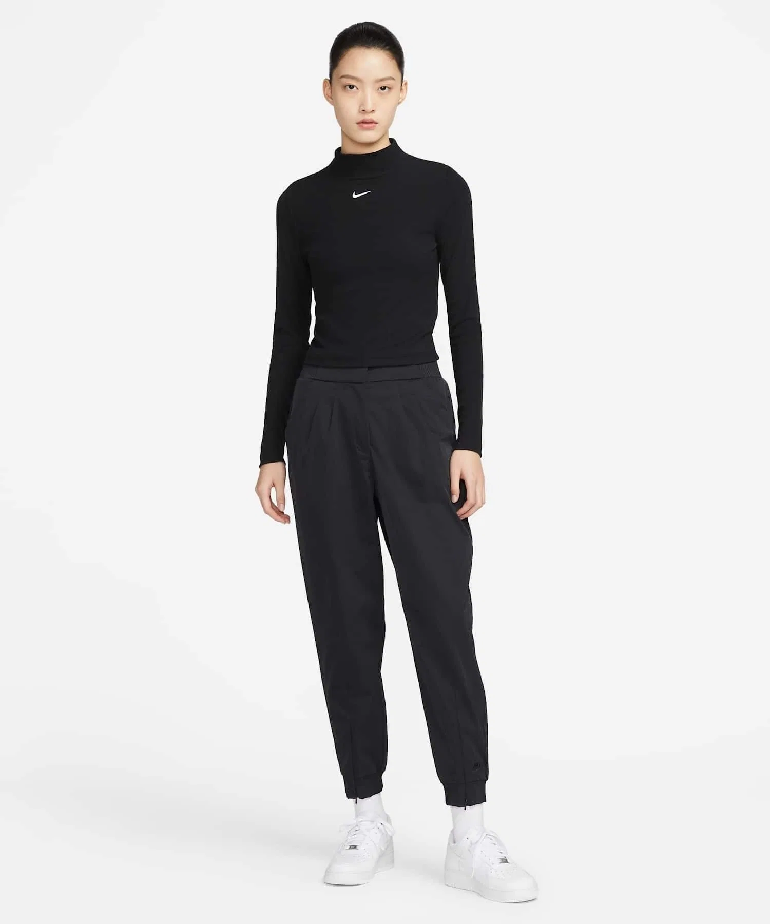 Унисекс футболка с длинным рукавом NIKE Essential с высоким воротом чёрная — фото 4