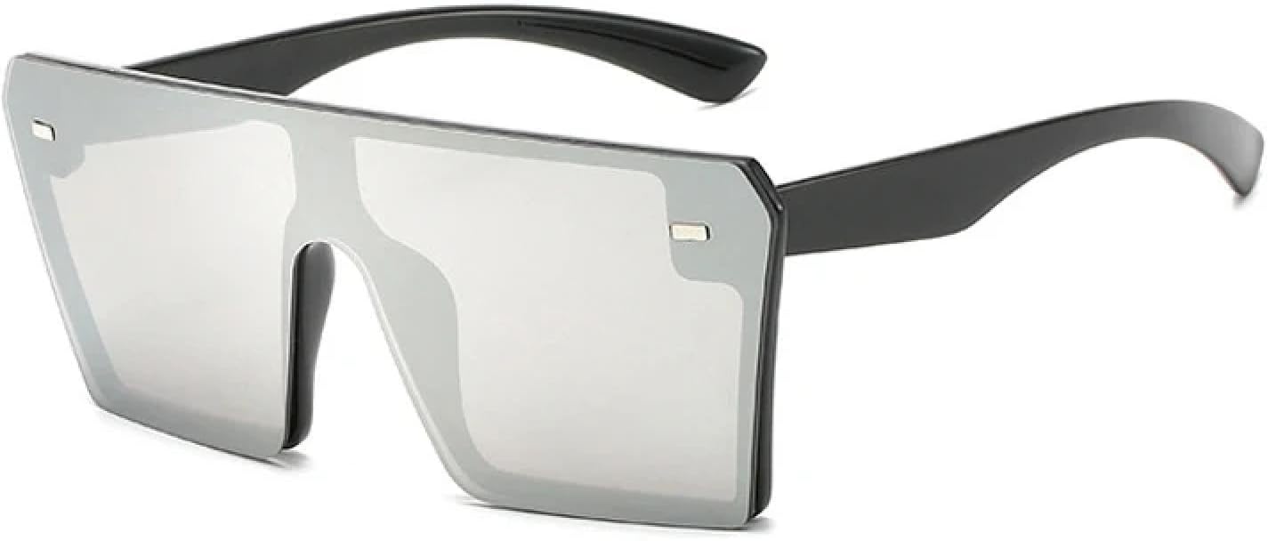 

Солнцезащитные очки большого размера для женщин и мужчин, модные и роскошные, в крупной оправе, для активного отдыха и вождения, защита от УФ-излучения UV400 TKKTLLT, Black Silver