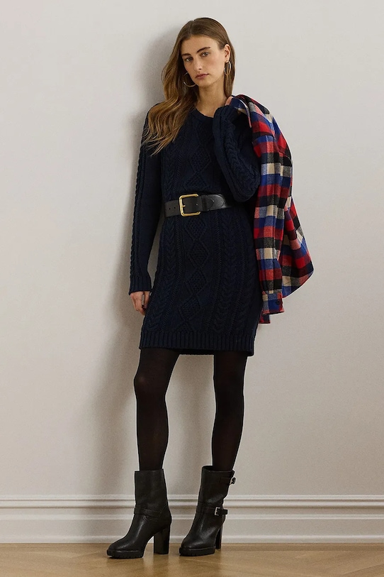

Хлопковое платье Lauren Ralph Lauren, темно-синий