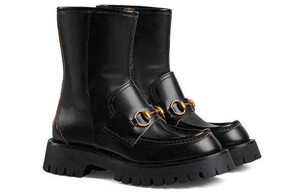 Кроссовки horsebit-embellished ankle boots 'black' Gucci, черный — фото 2