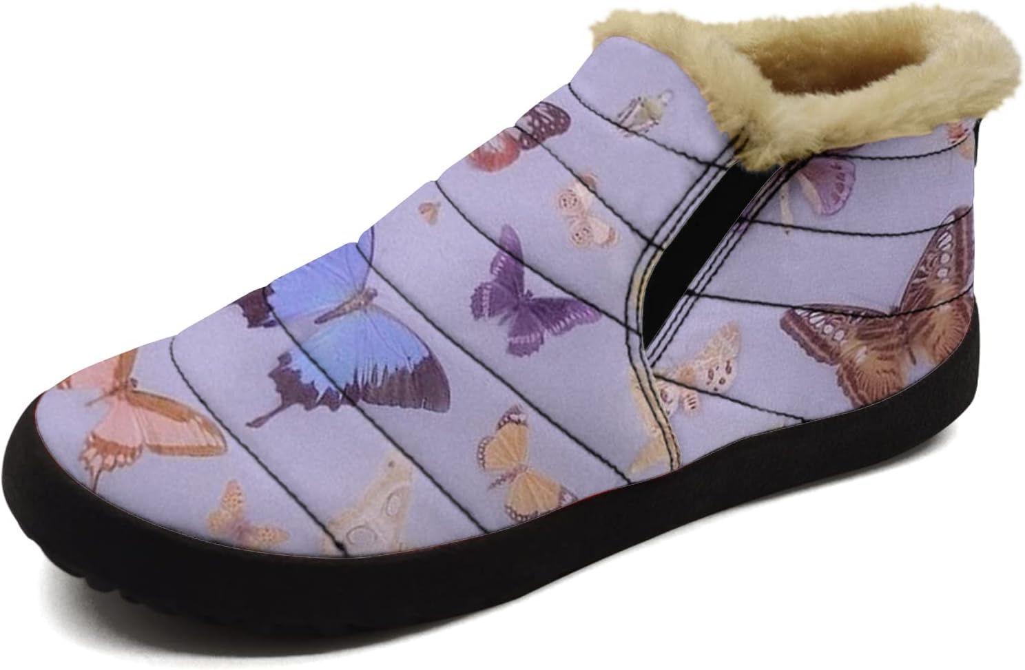 

Женские ботинки Бабочка Зимние снегоступы Низкие модные кроссовки Слипоны Ботильоны Подарки на День святого Валентина Ximem, фиолетовый