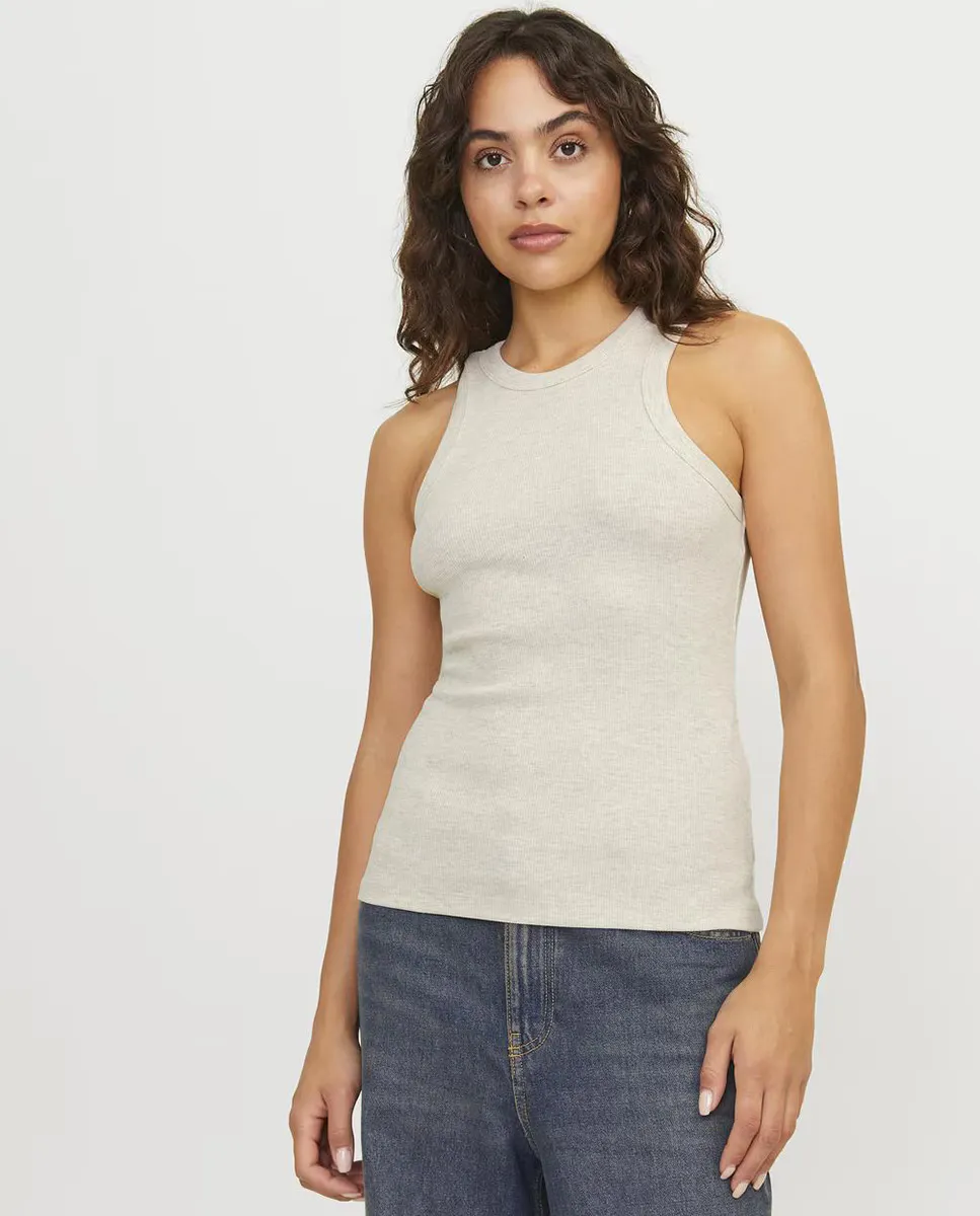 

Женский топ в рубчик с бретельками на шее Jack & Jones, бежевый
