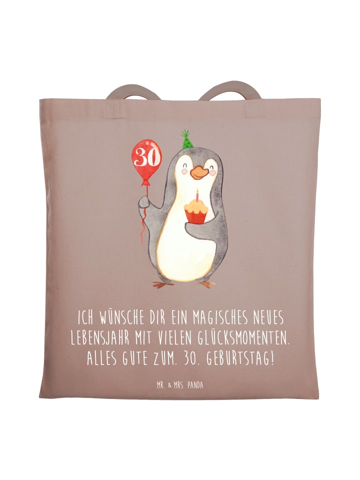 

Mr. & Mrs. Panda Сумка-шоппер на 30-летие, с изображением пингвина и воздушного шара... пастельно-коричневого цвета