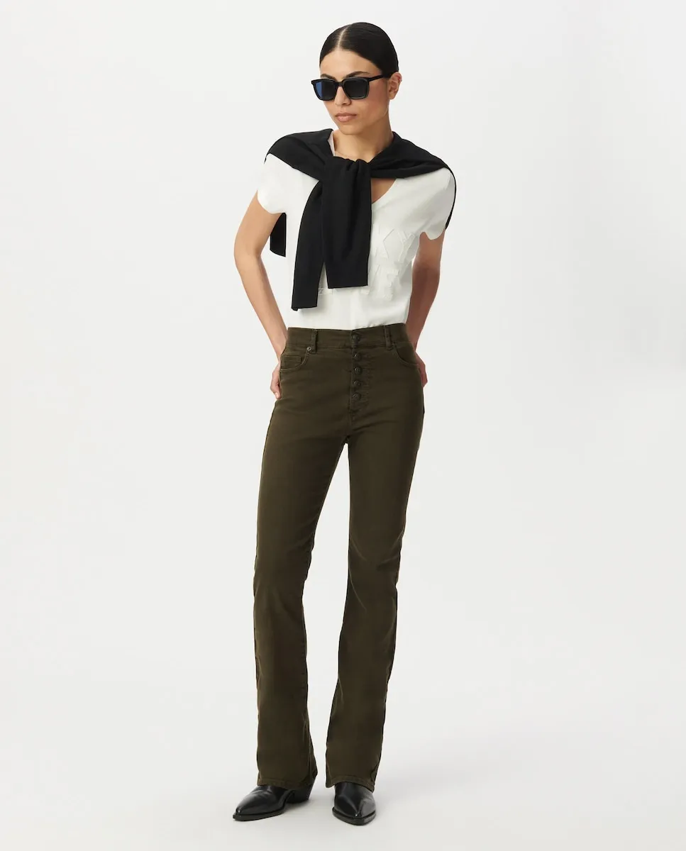 

Женские прямые джинсы с пятью карманами на пуговицах IKKS, хаки