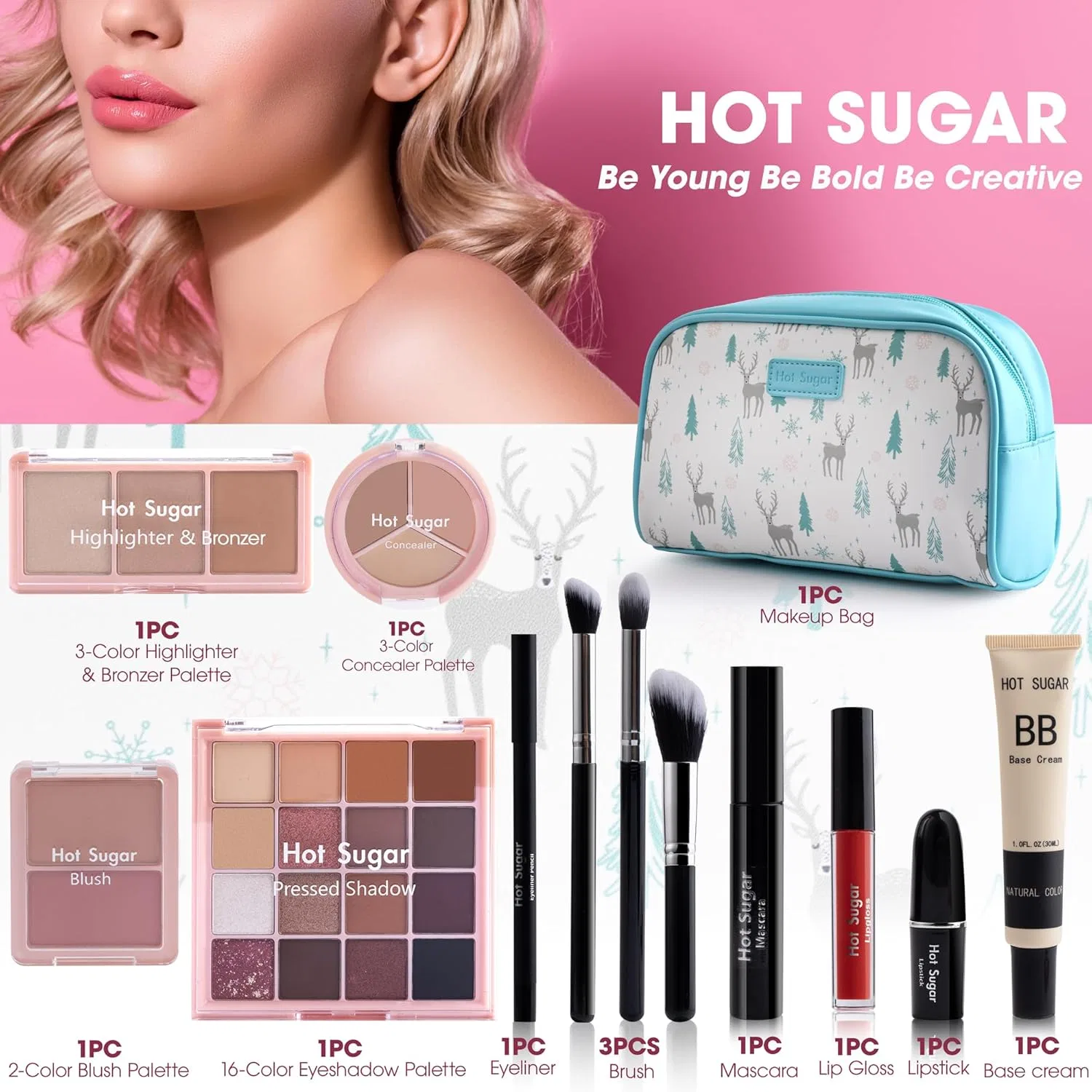 Набор косметики для путешествий Hot Sugar All-in-One с косметичкой, синий — фото 3