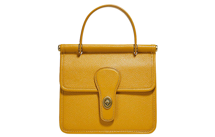 

Willis Pebbled Leather Handbag Shoulder Bag Crossbody Bag Small Size Women's Yellow COACH