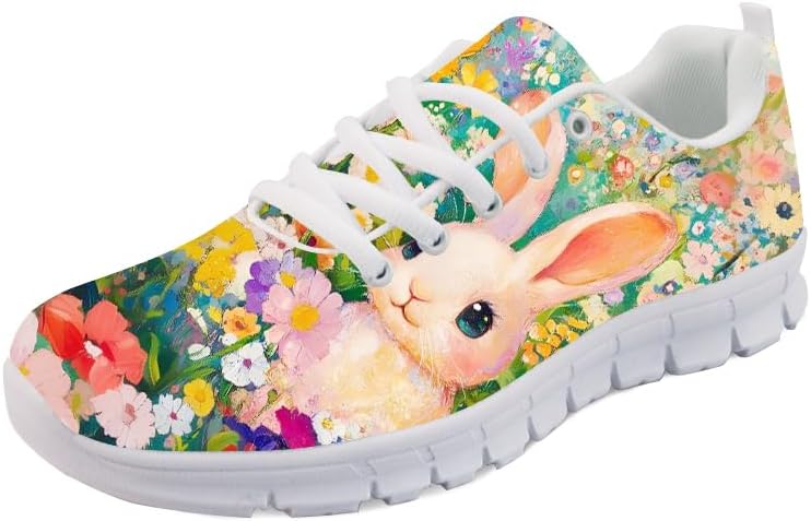 

Легкие дышащие кроссовки Forchrinse с леопардовым принтом для ходьбы, спорта, тренажерного зала и бега для мужчин и женщин, Rabbit Flower