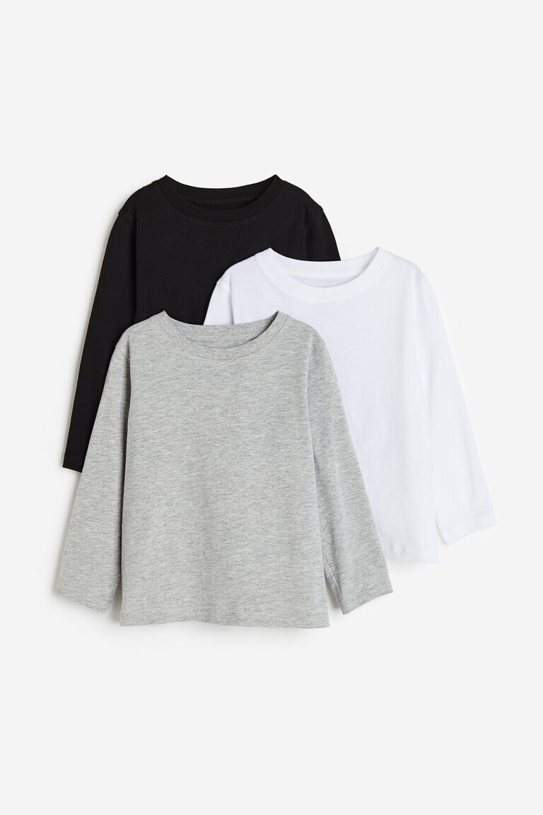 

Комплект из трех футболок с длинными рукавами H&M, черный