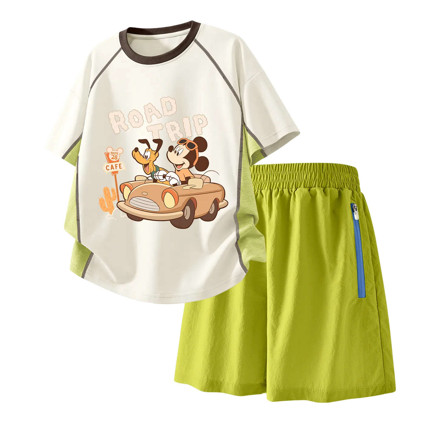 Детский спортивный костюм Casual Sportswear 2 Piece Set Disney, Di Happy White+Solid Color Camellia Green