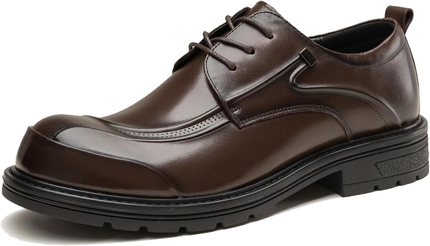 

Мужские классические туфли-оксфорды из натуральной кожи с шнуровкой, удобные с круглым носком, деловые для свадьбы и офиса Loveheynew, коричневый