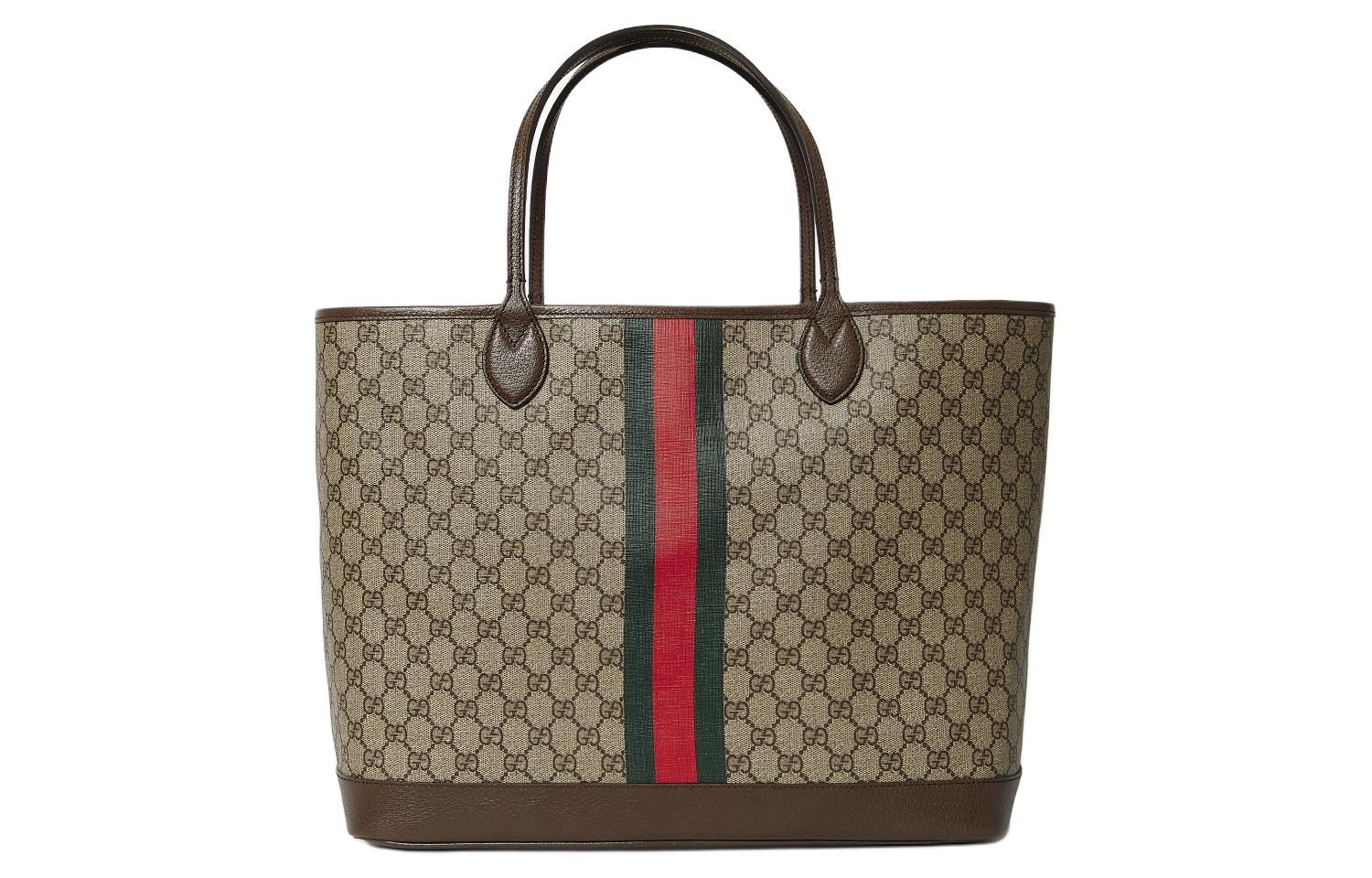 Сумка-шоппер из канваса с кожаной отделкой GUCCI Aurora Blue — фото 3