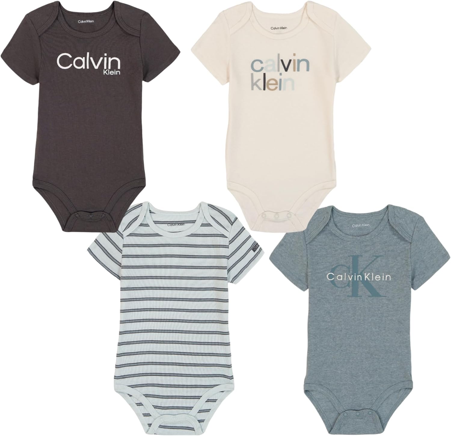 Комплект из 4 боди Calvin Klein для мальчиков, Magnet/Antique White/Misty Blue/Lead