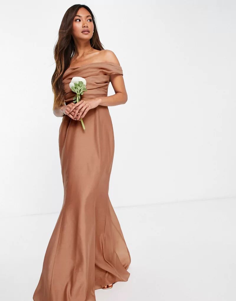 

Платье макси с открытыми плечами и корсетом ASOS Bridesmaid