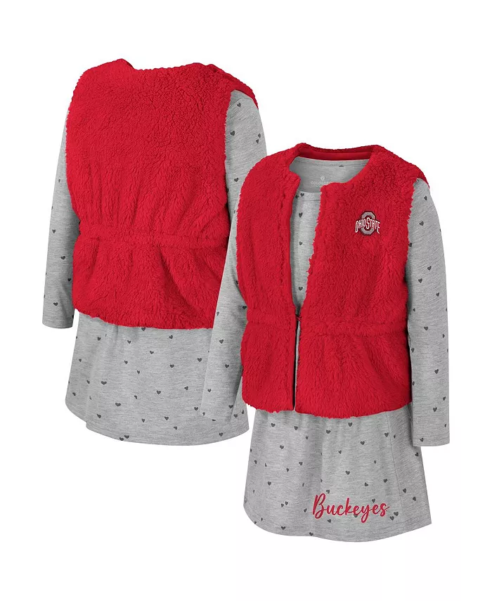 

Детский комплект для девочек: жилет-платье Meowing Scarlet Ohio State Buckeyes Colosseum