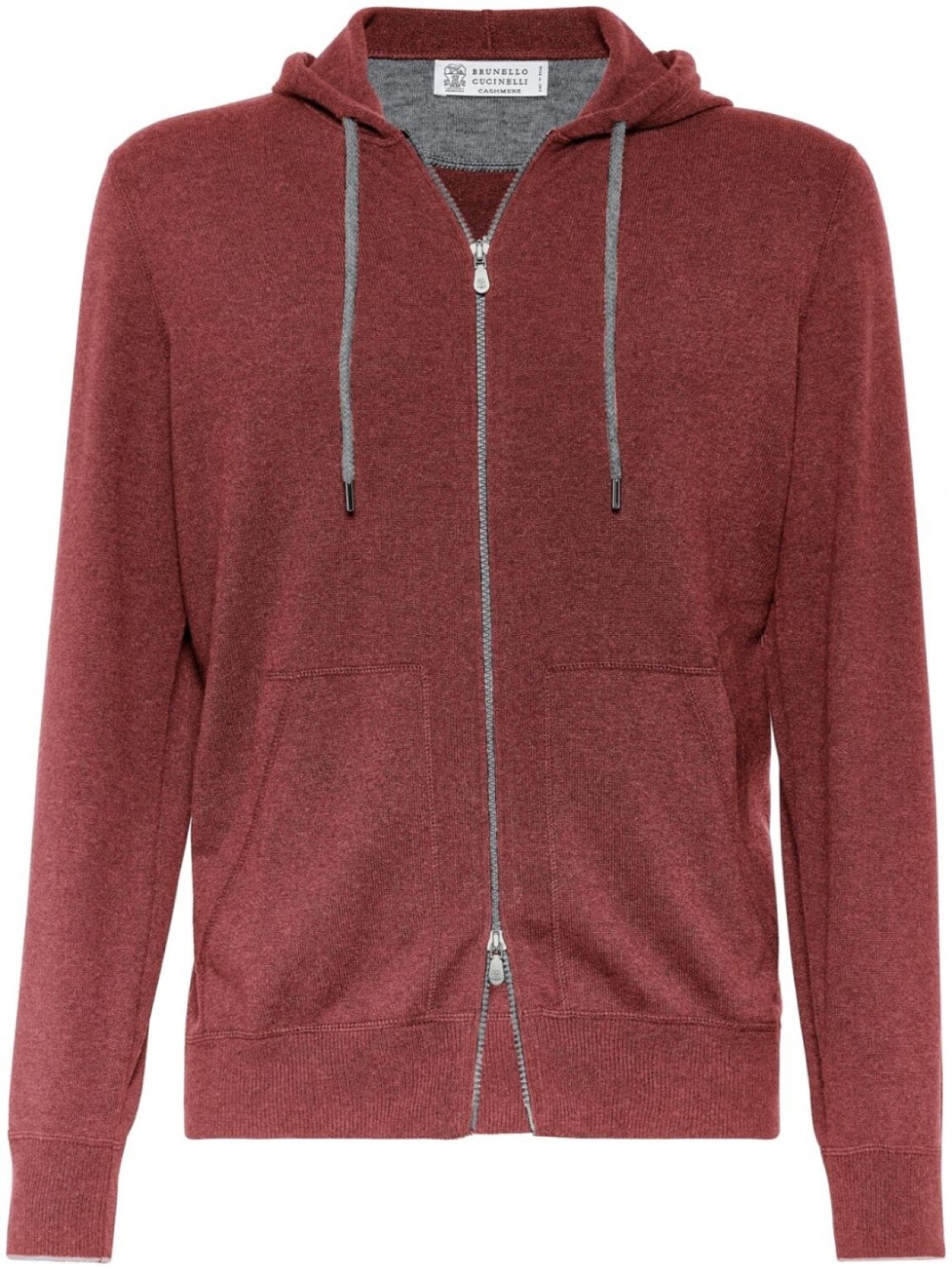 

Brunello Cucinelli толстовка с капюшоном из кашемира на молнии, красный