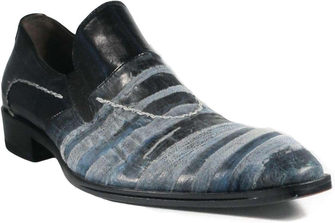 

Мужские туфли Davinci 2511 итальянские элегантные слипоны из кожы с уникальной росписью, синий