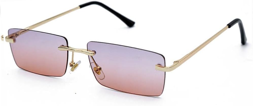 

Женские солнцезащитные очки без оправы, модные прямоугольные очки желто-оранжевого цвета, женские и мужские очки с защитой от УФ-излучения UV400 WNCKSQ, Gold-blue-pink