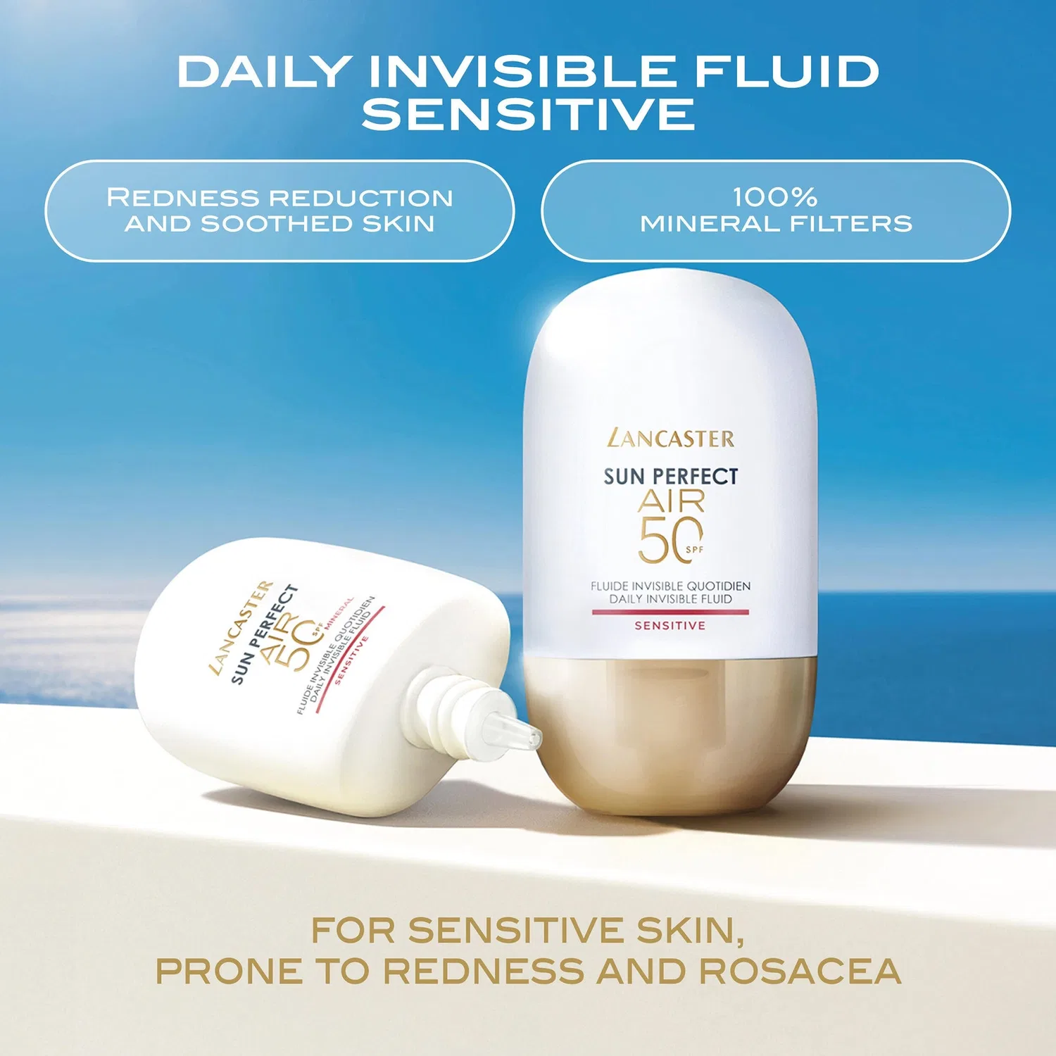 Sun Perfect Air Daily Invisible Fluid SPF50 Sensitive Mineral 40 мл/1,3 унции Lancaster — фото 2