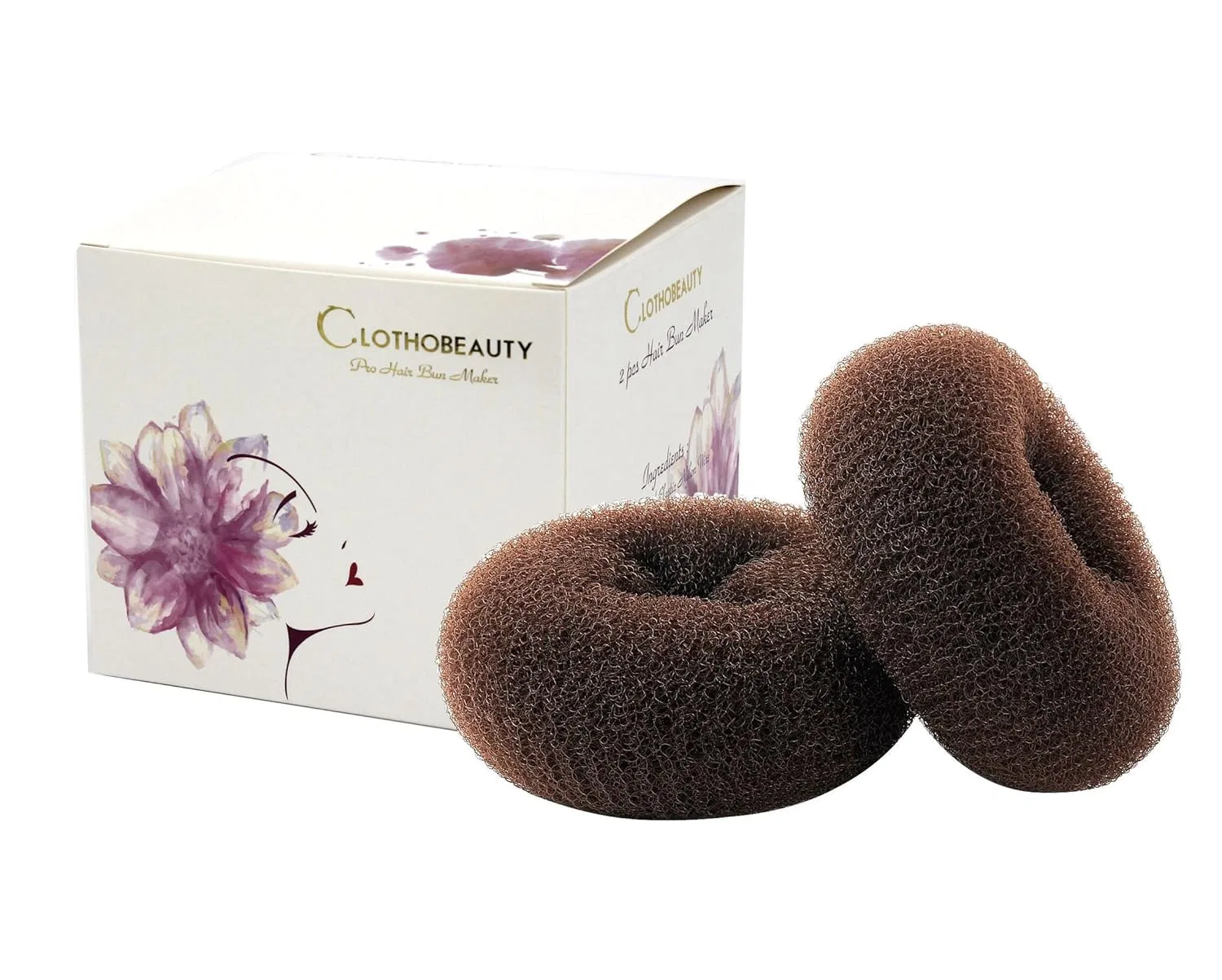 Набор из 2 больших валиков для пучка волос (коричневый) Clothobeauty, Brown — фото 4