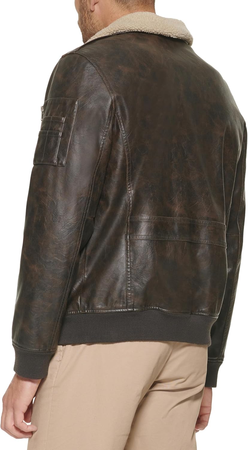 Мужская куртка-бомбер из искусственной кожи Tommy Hilfiger, Medium Brown/Patches — фото 4