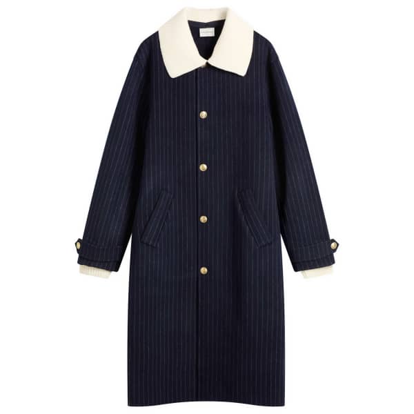 

Забавное пальто в полоску от мистера Пинстрайпа со съемным воротником Drôle De Monsieur, темно-темно-синий