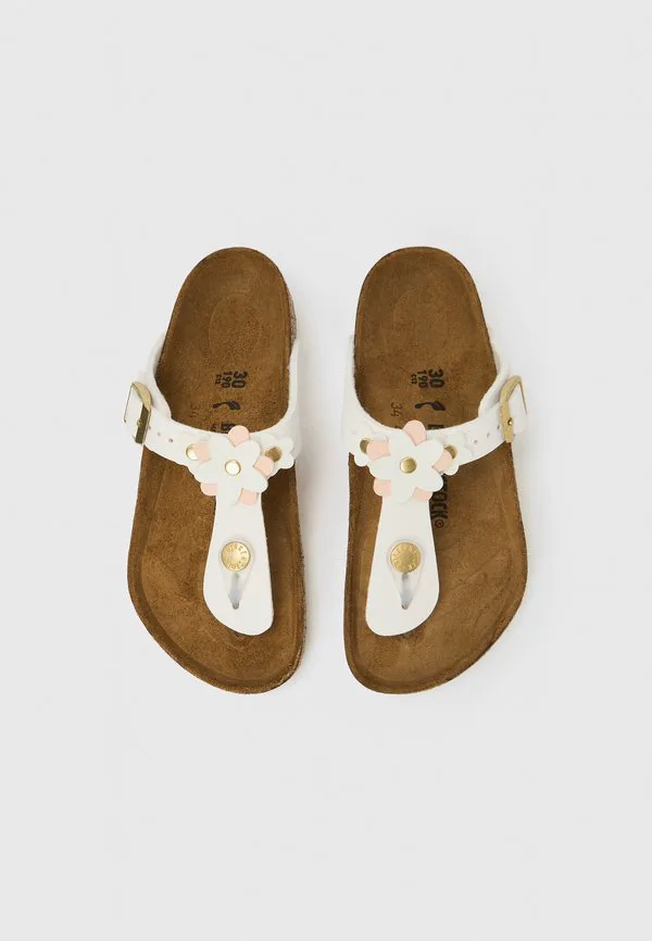 Детские сандалии gizeh с узким т-образным ремешком и цветочным рисунком Birkenstock, White — фото 4