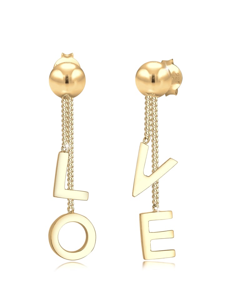 

Elli Серьги из серебра 925 пробы с золотым словом «Любовь»