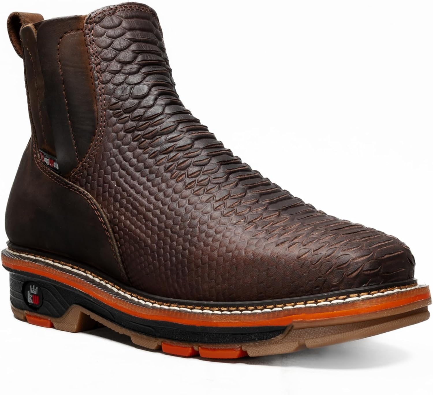 Мужские ботинки King Welt Men’s Ankle Venom Western - Питоновый принт, натуральная кожа, противоскользящая подошва, комфортная стелька, 15 см голенище, амортизация, комфорт на весь день, коричневый — фото 2