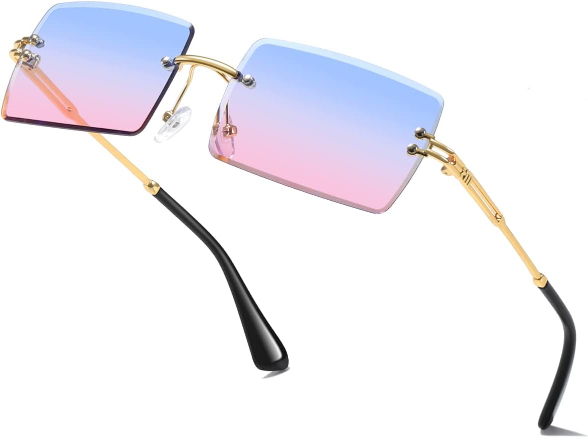 

Модные солнцезащитные очки без оправы прямоугольной формы для женщин и мужчин, квадратной формы, сверхлегкие, с защитой от УФ-излучения UV400, унисекс, артикул 9031 aisswzber, Blue&pink